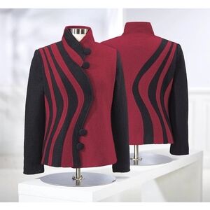 NORTHSTYLE FLATTERING LINES BOILED WOOL JACKET BLACK/RED M